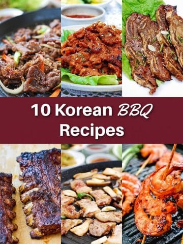 6-photo collage with a text 10 Korean BBQ Recipes