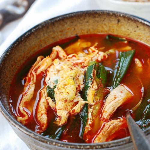 DSC 1843 500x500 - Dakgaejang (Spicy Chicken Soup with Scallions)
