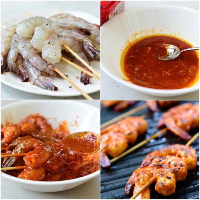 PicMonkey Collage Spicy Grilled Shrimp e1559021994412 - Spicy Grilled Shrimp Skewers (Gochujang Saewu Gui)