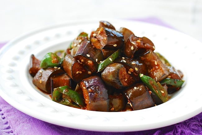 stir fried eggplants - 15 Vegetable Side Dishes (Banchan)